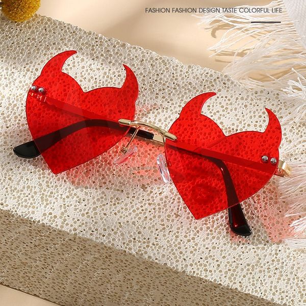 Wholesale Personality Little Devil Sunglasses Rimless Shaped Halloween Sunglasses