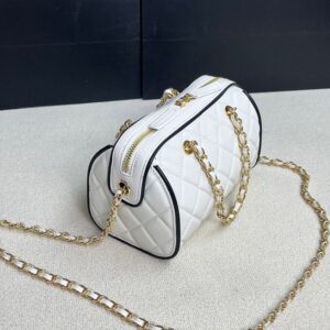 Women Mini 25P Bowling Bag Luxury Designer Pillow Shoulder Bags Grained Caviar Leather/Lambskin Check with Metal Hardware Handbag Cross Body Makeup Wallte Sac 18cm