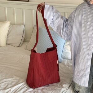 2025 Trendy Pleated Bucket & Crossbody Bag for Women, Large Capacity Minimalist Work Tote with Adjustable Strap, Free Delivery