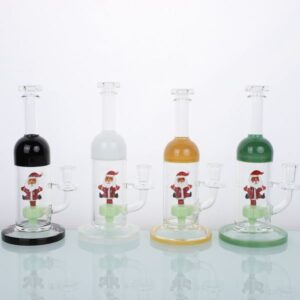 2023 New Glass Smoking Bong/Glass Water Pipes/Glass Bong with Santa Claus Figurine for Xmas