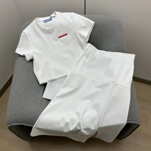 Designer dress Women's Two Piece Sets Summer cropped top t-shirt with skirt suit printed inverted triangle classic skirt Womens Clothing S-L