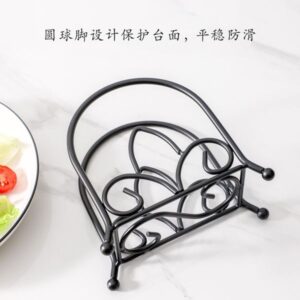 Modern Scandinavian-Inspired Black Metal Tableside Napkin Stand