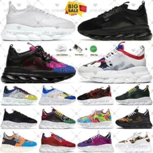 Chain Designer Reaction men women shoes Dress Rubber Suede Triple Black White Gold Red Brown Orange Blue fashion mens casual trainers platform sneakers 36-45