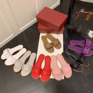 Designer Women Slippers Letter Buckle Slides Fashion Leather Sandals multicolor flat heel Mule letter Beach Size 35-42 with Original box leather outdoor shoes