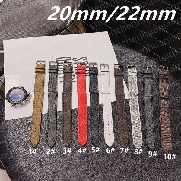 22mm 20mm Designer Smart Strap for Samsung Galaxy Watch Band 4/46mm/42mm/Active 2/correa Gear S3 Bracelet Classic Brown wer V Leather Watchbands