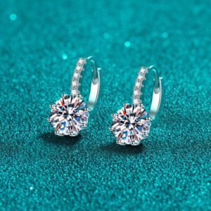 925 sterling silver Moissanite hoop earrings with PT950 platinum coating, elegant and delicate design, perfect for gifting or daily wear.