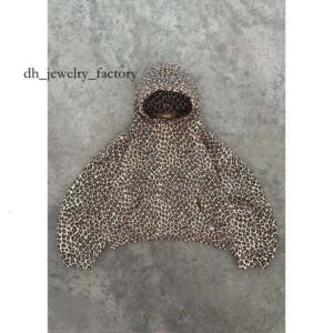 Men's Hoodies Sweatshirts Y2k high street fashion brand AKIMBO new top leopard print hooded sweatshirt loose sports shirt T240810 9c5 1e6