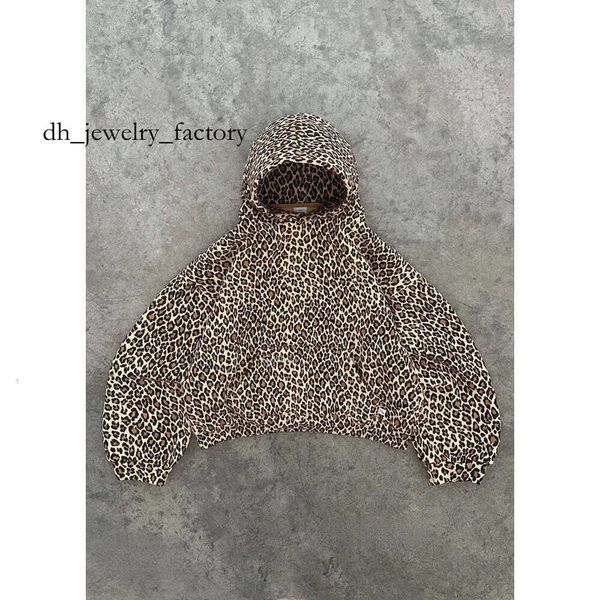 Men's Hoodies Sweatshirts Y2k high street fashion brand AKIMBO new top leopard print hooded sweatshirt loose sports shirt T240810 9c5 1e6