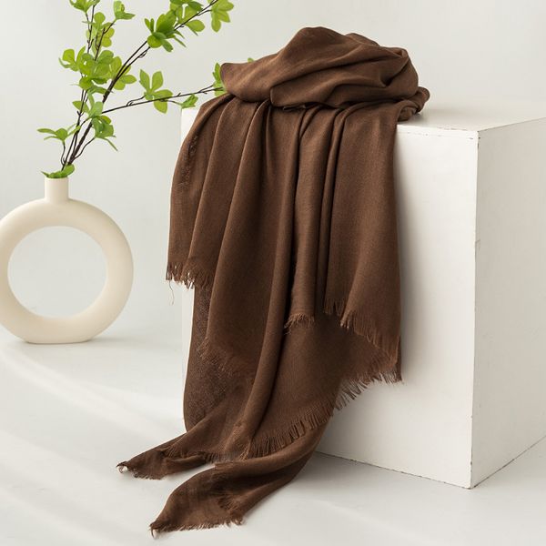 1-639 Wool blended solid color knitted scarf for women manufacturers autumn and winter warmth
