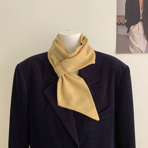 Autumn and Winter Solid Color Neck Protection Wool Blended Scarf --890047