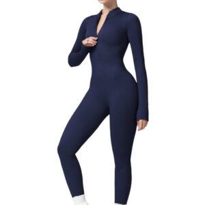 Zipper long seamless onesie Pilates fitness stand-up collar fashion yoga clothes can be worn outside tights women