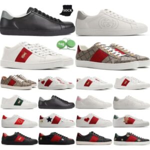 Designer Shoes Leather Embroidered Black men Tiger Chaussures interlocking White Shoe Walking Casual Sports Flat Trainers running shoes