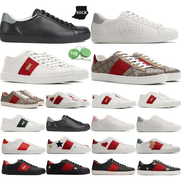 Designer Shoes Leather Embroidered Black men Tiger Chaussures interlocking White Shoe Walking Casual Sports Flat Trainers running shoes