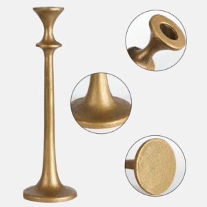Custom Iron Taper Candle Holder – Set of 3 Decorative Candle Stand – Candlestick Holder for Wedding, Dinning, Party – Antique Brass