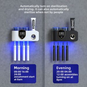 Toothbrush disinfector Smart UV – Sterilized Toothbrush Rack with Heating and Drying Function Intelligent sterilization toothbrush storage rack Ultraviolet rays