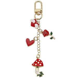 Cute enamel keychain | Resin alloy imitation accessory, cherry/sakura/chrysanthemum pattern, three-in-one gift, for her to use