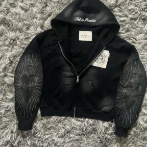 Men's Hoodies Harajuku Gothic Zipper Hoodie Y2k Letter Embroidered Spliced Sweater High Street Punk Clothing Loose Vintage Top Sweatshirt