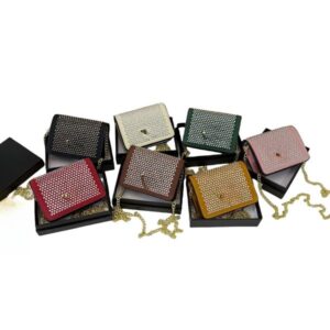 Fashion Girls bling Rhinestone handbags kids metal chain single shoulder square bag Designer children crossbody bags S3940