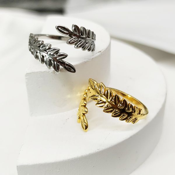 Fashionable, trendy, personalized, titanium steel, wheat ear adjustable ring, simple, rustic and beautiful ring