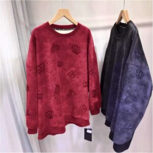 Plus Size Women's Clothing 150kg European Heavy Craft Rhinestone Sweatshirt Women New Year Style Fleece Lined Thickened Long Sleeve T-Shirt