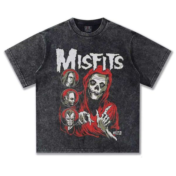 2025 MISFITS Rock Band Heavy Cotton Knit T-Shirt New Spring Summer Fashion Oversized Short Sleeve Men's Digital