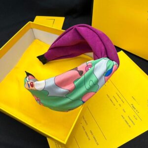 Hairband brand designer retro print for women fabric-covered hairband with embossing high-quality diamond hairband