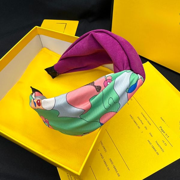 Hairband brand designer retro print for women fabric-covered hairband with embossing high-quality diamond hairband