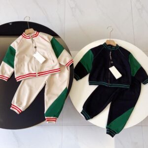 Baby Designer Sets Boys Gilrs Two Piece Outfits Fashion Letters Kids Tracksuit Zipper Jacket Coat Casual Sportswear 2 Styles