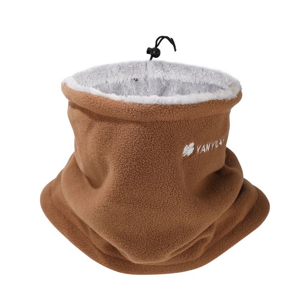 Versatile drawstring winter fleece warm scarf --846339