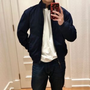 Men Streetwear Jacket with Small Horse Embroidered Logo Classic Utility Coat Khaki Color Lightweight Workwear Outerwear Fashionable Fit Bomber Leather Style