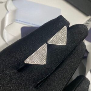 Luxury Designer 18K Gold Silver Diamond Tri Angle Designer White Stud Women Men Letter Earrings Wedding Jewelry