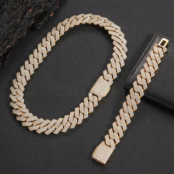 25MM Wide Necklace Miami Cuban Rock Hip Hop Link Chain Necklace Designer for Men Womne 3 Row zircon Diamond Choker Necklaces Jewelry
