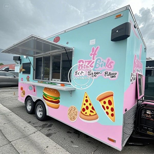 2025 Stainless Steel Custom Food Trailer Price Cream Bakery Pizza Small Europe Vintage Snack with Kitchen Food Truck