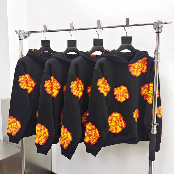 Men's Tracksuits Designer Cotton foam printed hoodie American high street denim hooded