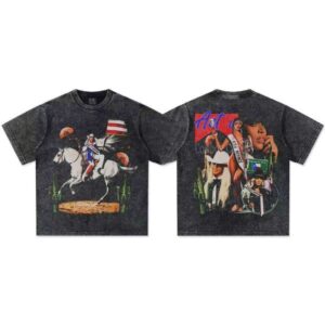 Men's Oversized 100% Cotton Washed Printed Short Sleeve Summer New Casual T-Shirt