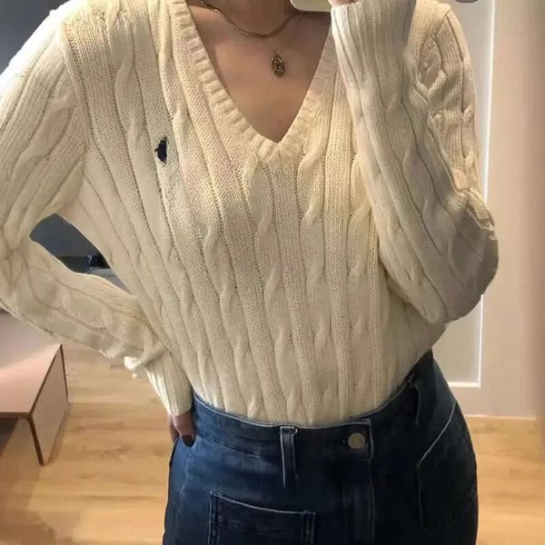 2025 ly designer womens knits tees winter polos long sleeve vintage twist knitted sweater white baggy knitwear pullover jumper small horse sweaters 22 asian size