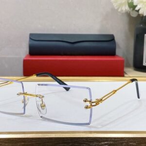 mens designer sunglasses women oversized sunglasses gold metal alloy eyeglasses frameless polarized uv4 fashion rectangle two chain luxury sun glasses