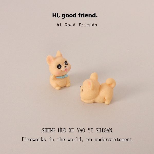 Babyhouse INS Mini Creative Resin Crafts Puppy Rubbing Rice Micro Landscape Animal Office Desktop Decoration