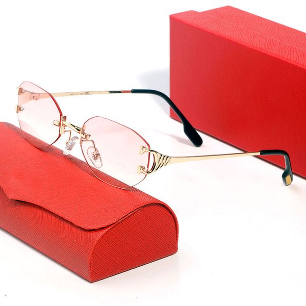 Pink Designer Sunglasses for Women Oversized Hexagon Classic Retro Sunglasses Mens Fashion Eyewear Panther Small Frame Frameless Polarized Sunglass Eyeglasses