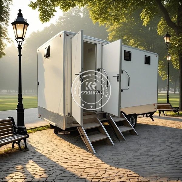 2025 NEW Hot Sale 4 Stalls Restroom Toilets with Shower Outdoor Bathroom Trailer Toilet Mobile Portable Toilet Trailer