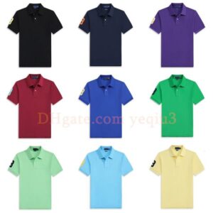Men T shirts big horse Embroidered patterns Casual lapel T-shirts Handsome Fashion Tee multi color Solid classic t shirts chemise designer shirt Lapel short sleeves