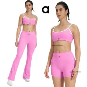alocardio 5A quality Yoga Outfits Women's Sports Bra Set with Thin Straps for Shock Absorption – Outdoor Fitness Yoga Wear Black/Grey/Blue/Pink/ Khaki/Reds