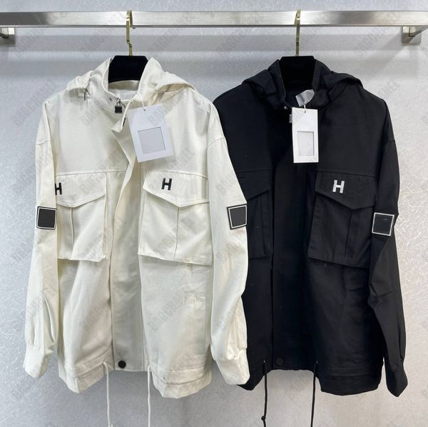 Mens womens jacket designer medieval stormsuit jackets classic embroidered letters loose style windbreaker black white couple style hoodie coats S-L