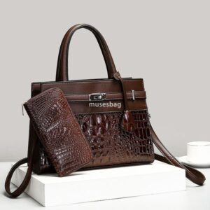 Designer Women's High Quality European and American Classic Retro Multi functional Crocodile Pattern Trendy Fashion Large Capacity Versatile Simple Bag Set Bag