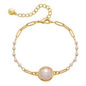 Bohemian style glass material, natural stone, natural small fresh bracelet, paper clip splicing design, simple bracelet decoration