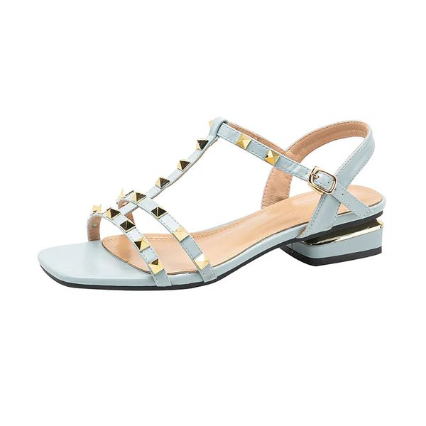 Designer sandals Flat Sandals Women's Summer Willow Stud Heel Block Heel Roman Shoes Mid-Heel Plus Size Sandals Women's Fashionable luxury sandals