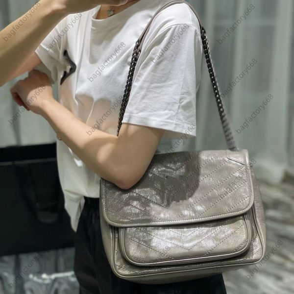 10A TOP womens luxurys designers bags messenger handbag high quality Fashion saddle bag 28cm medium lady crossbody bag With box Y033 Black genuine leather chain bag