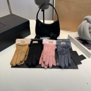 Designer's Thousand Bird Grid Autumn and Winter Gloves Warm and Luxurious Winters Women Outdoor Knitted Gloves Five Finger Cold Resistant T