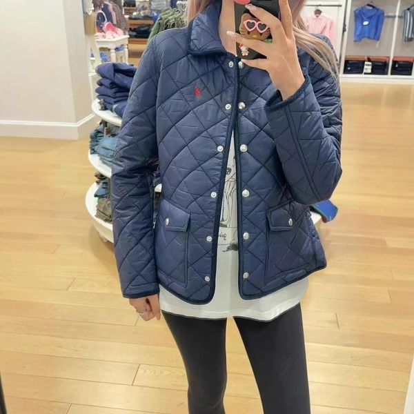 Designer womens Jackets Lingge pattern lapel contrasting color versatile down jacket slimming and lightweight Lingge cotton jacket