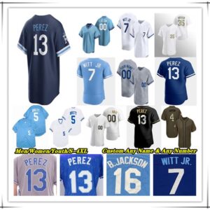 Bobby Witt Jr Baseball Jersey Bo Jackson Maikel Garcia Vinnie Pasquantino Salvador Perez Hunter Renfroe George Brett MJ Melendez Kyle Isbel Seth Lugo Michael Massey